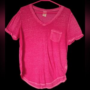 Gorgeous women's v neck pocket short sleeve shirt large 11 13 44" chest